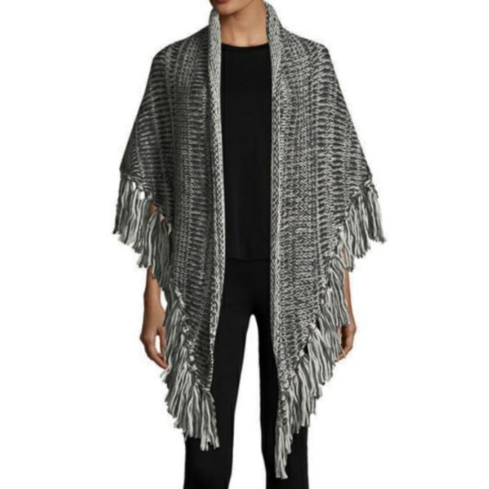 Rebecca Minkoff Knit Wrap Shawl Topper Stole Poncho Cape One Size